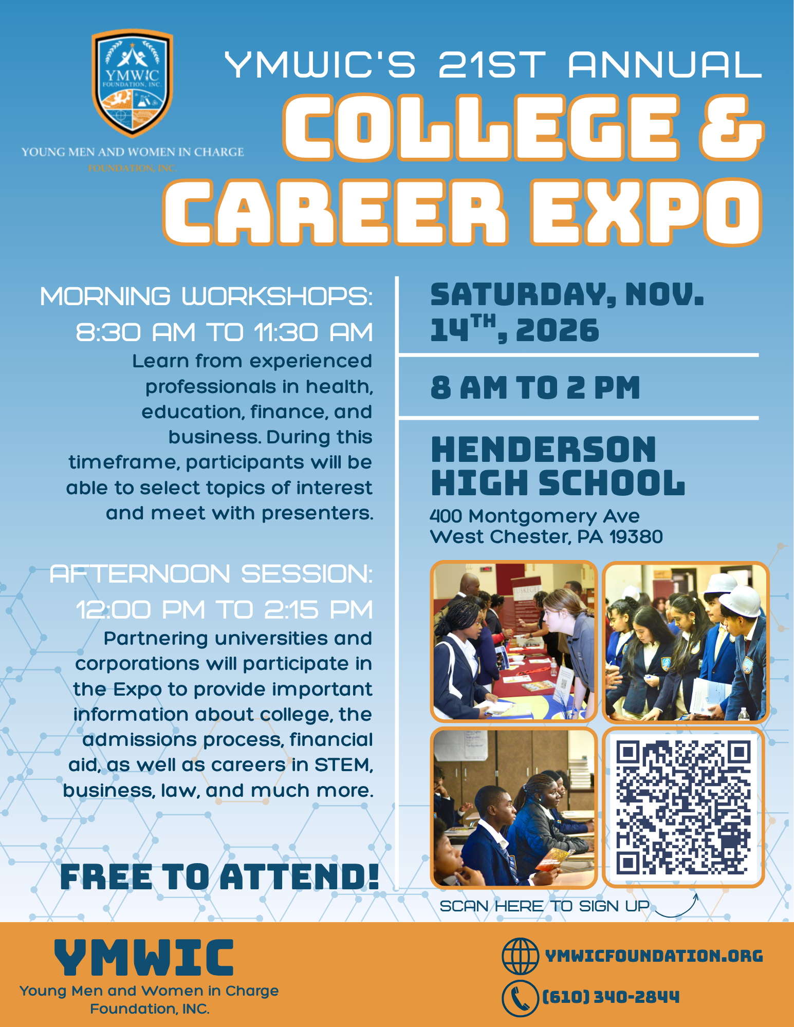 YMWIC 21st Annual College & Career Expo flyer, Saturday, November 14, 2026